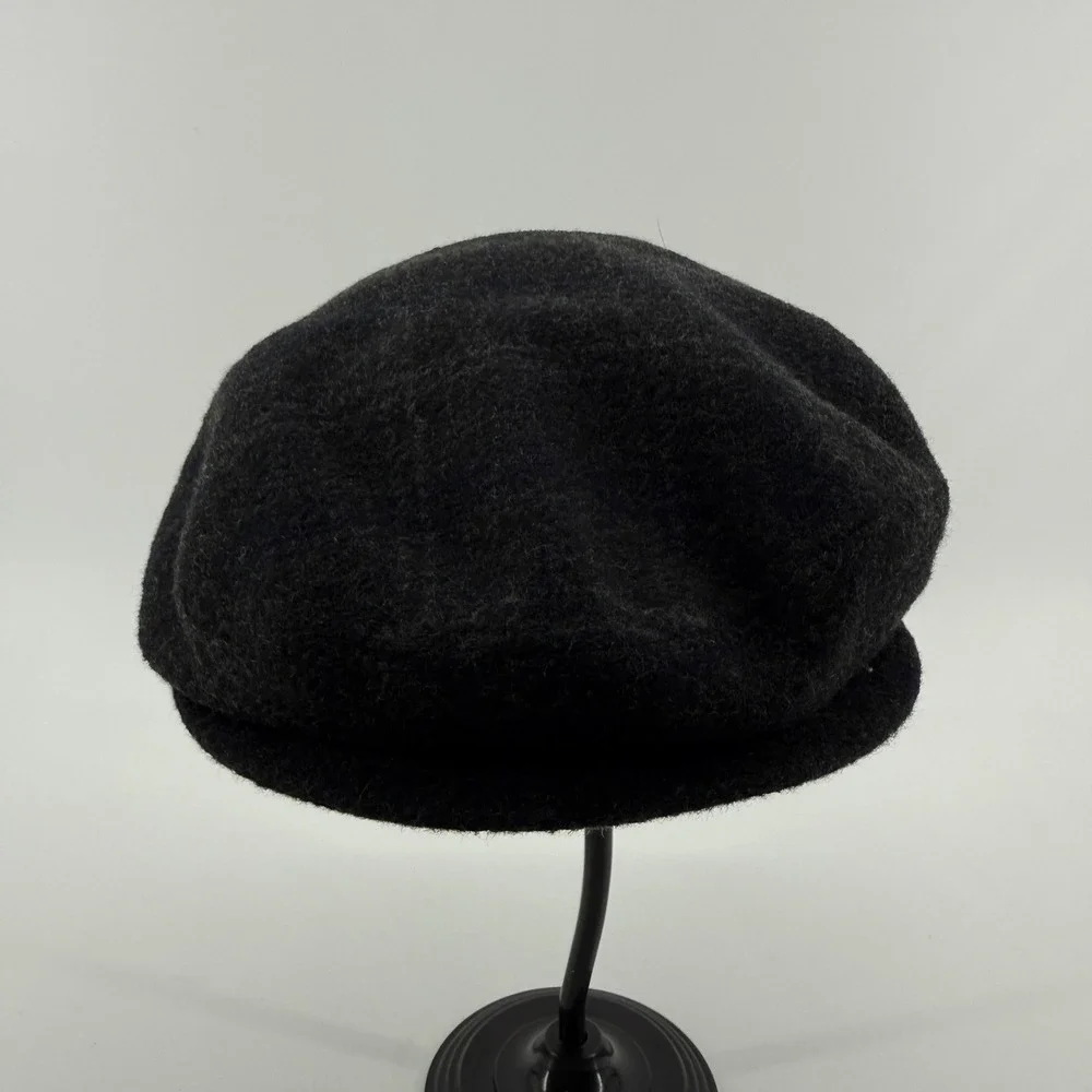 Country Gentleman Flat Cap Mens L Black Solid Wool Blend Made in Italy Ivy Hat